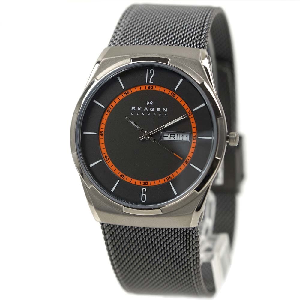 スカーゲン 腕時計 メンズ 日付 曜日 カレンダー ブラック グレー シルバー SKAGEN Aktiv Mesh Titanium SKW6007｜アクセサリーギフトのTYS