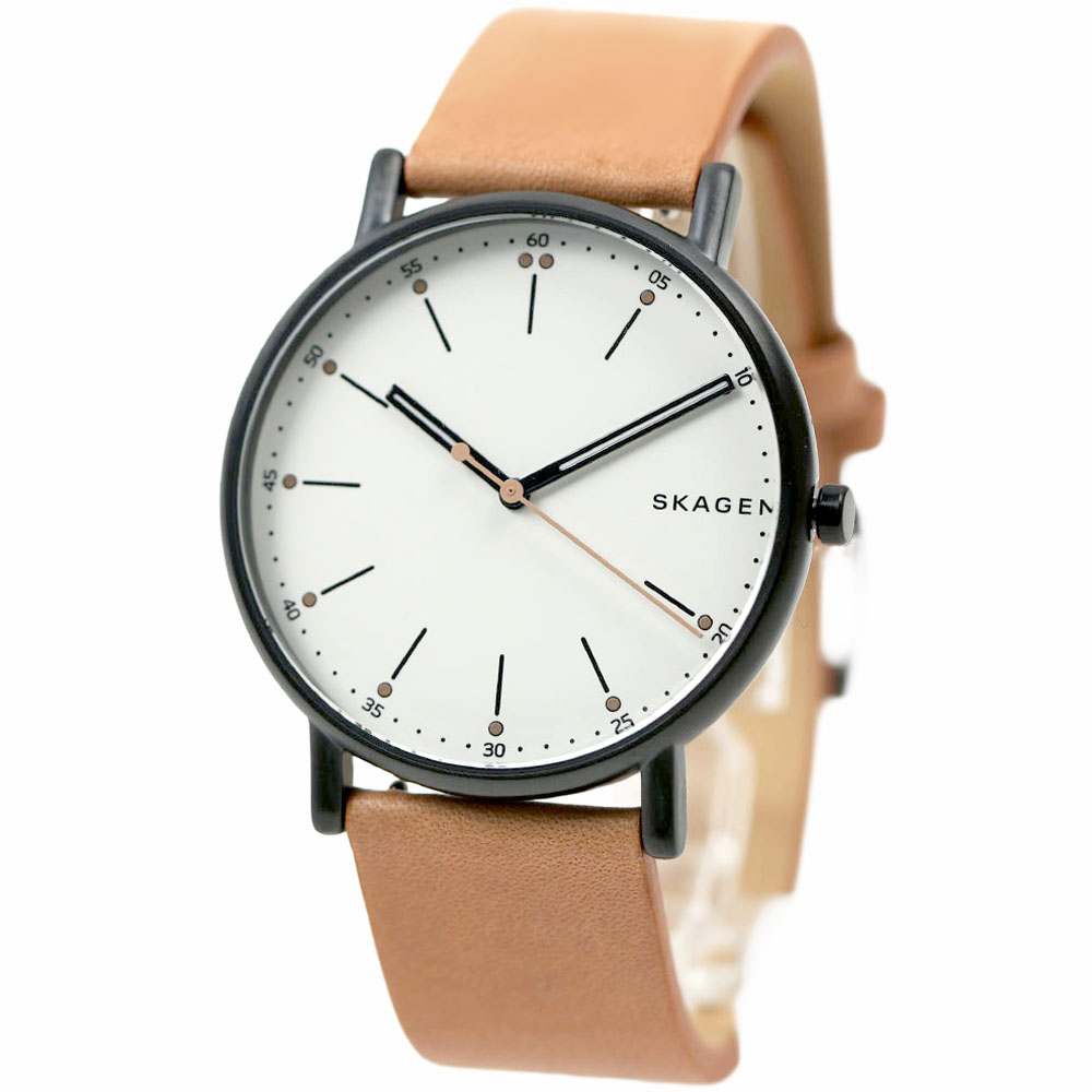 スカーゲン 腕時計 蓄光 夜光 メンズ レザー ホワイト ブラウン SKAGEN SKW6352｜アクセサリーギフトのTYS