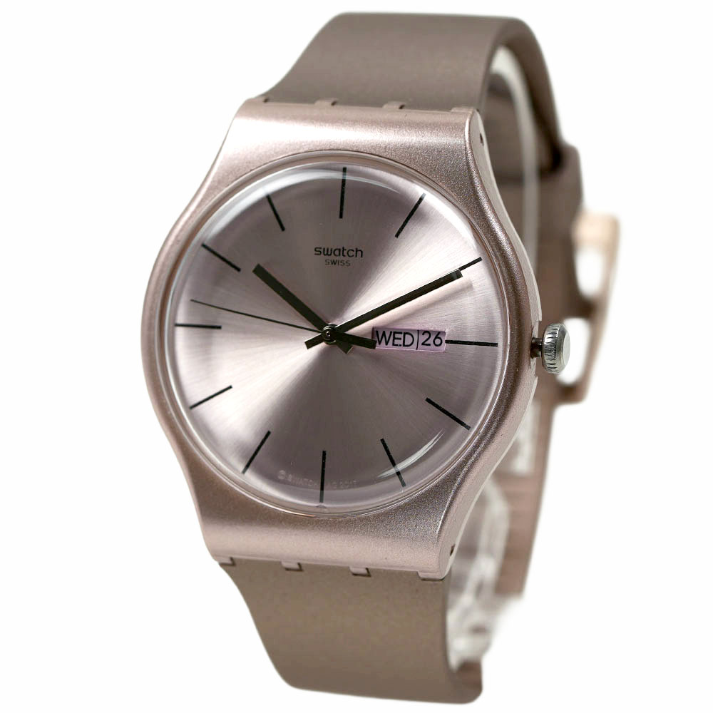 スウォッチ ウオッチ レディース メンズ ユニ一発やる 逢い引き 曜日 暦 さくら色 PINKBAYANG swatch SUOP704 男女兼用腕時計-腕時計