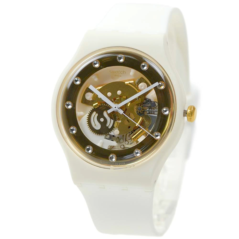 スウォッチ 腕時計 レディース ホワイト ゴールド swatch SPARKLING CIRCLE SUNRAY GLAM SUOZ148｜アクセサリーギフトのTYS
