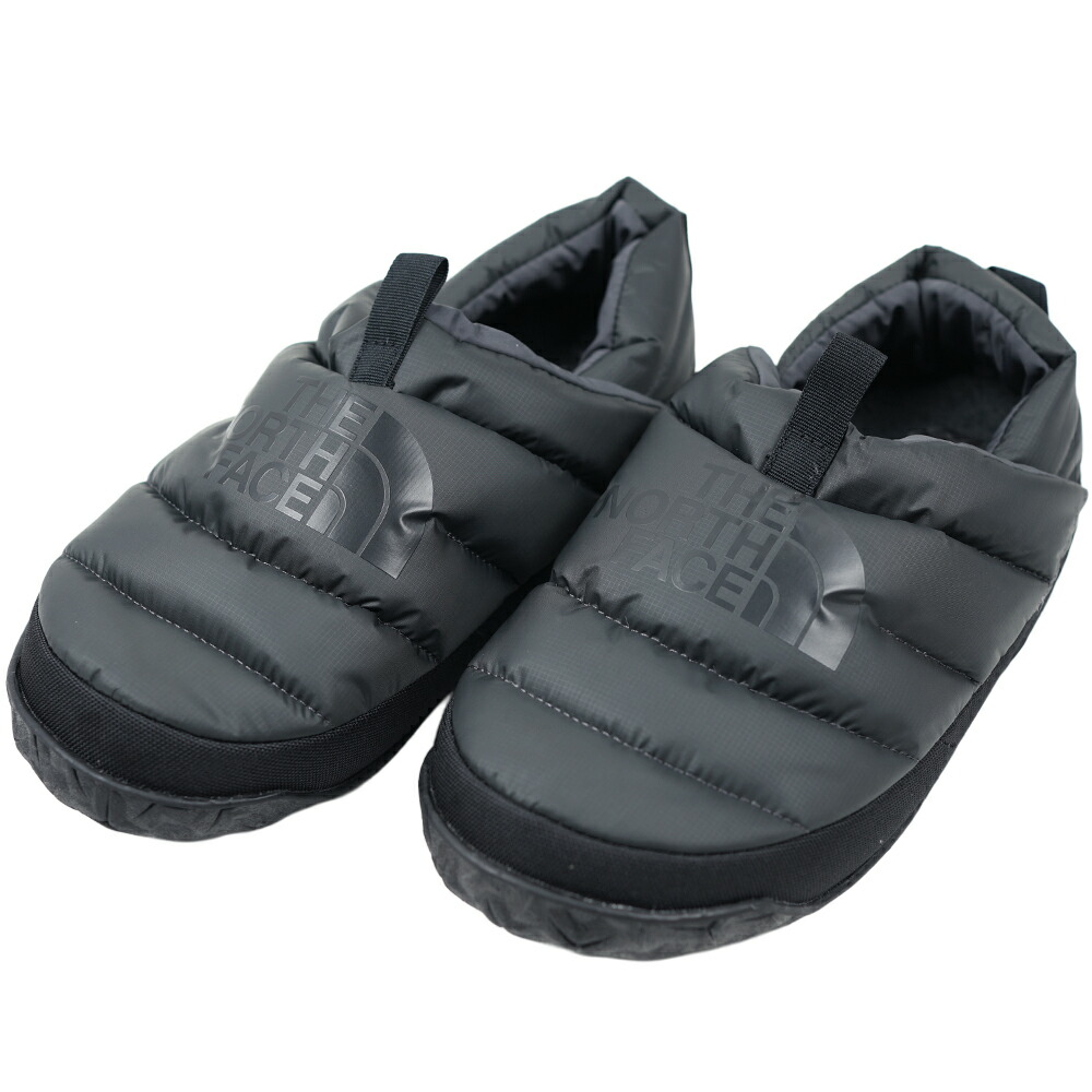ザノースフェイス ヌプシ ミュール スリッポン ダウンシューズ モカシン シューズ 靴 メンズ グレー ブラック ルームシューズ アウトドア リサイクル素材 撥水加工 防寒 THE NORTH FACE Men's Nuptse Mule Grey Black Recycled Nylon NF0A5G2F-MN8｜アクセサリーギフトのTYS