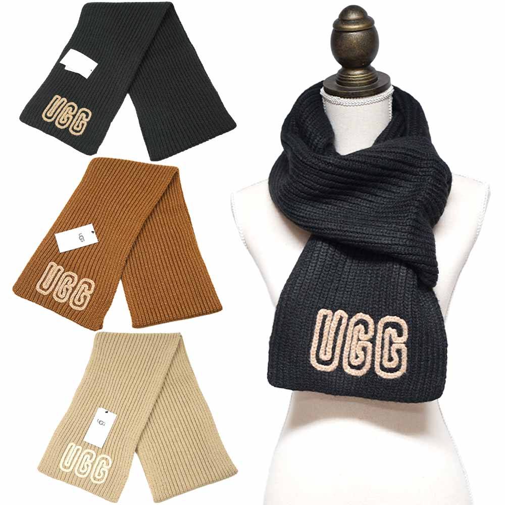 【楽天市場】アグ UGG マフラー スカーフ ストール ブラック デコ ホワイトペッパー W CHUNKY CRAFTED RIB SCARF ...