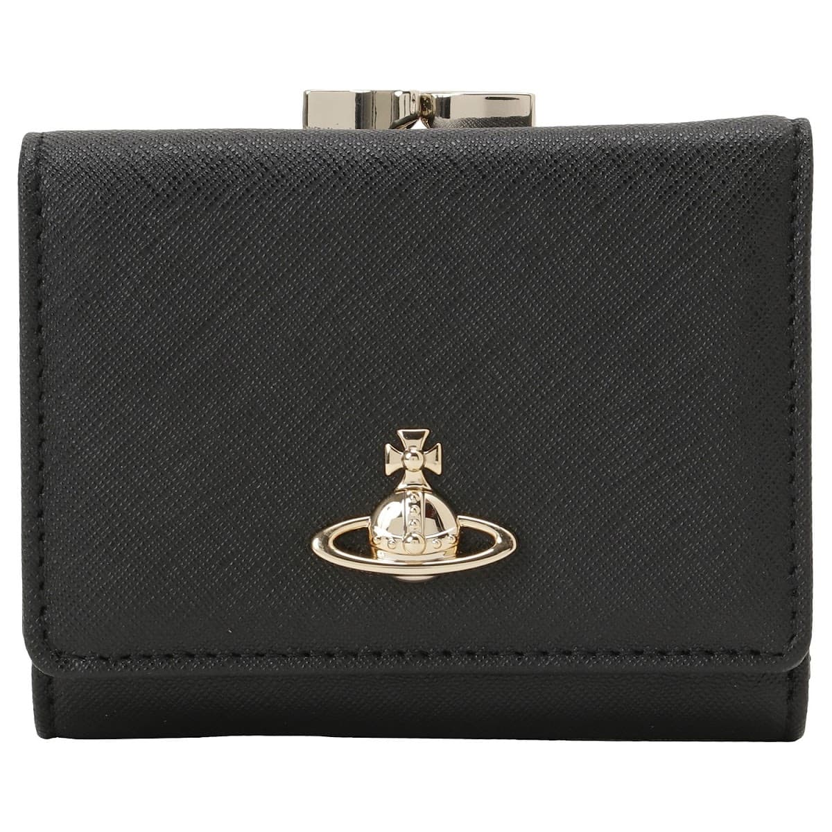 [訳ありアウトレット/箱] ヴィヴィアンウエストウッド 財布 Vivienne Westwood レディース 51010018 L001N N403 サフィアーノ がま口 三つ折り財布 ミニ財布 ブラック ウォレット SAFFIANO SMALL FRAME WALLET 51010018-L001N-N403