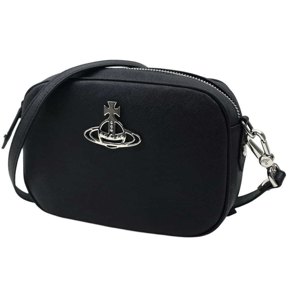 ヴィヴィアンウエストウッド ショルダーバッグ レディース 斜め掛け ブラック Vivienne Westwood ANNA CAMERA BAG Small Crossbody SAFFIANO PLAIN BLACK 43030036 S000B N401 43030036-S000B-N401