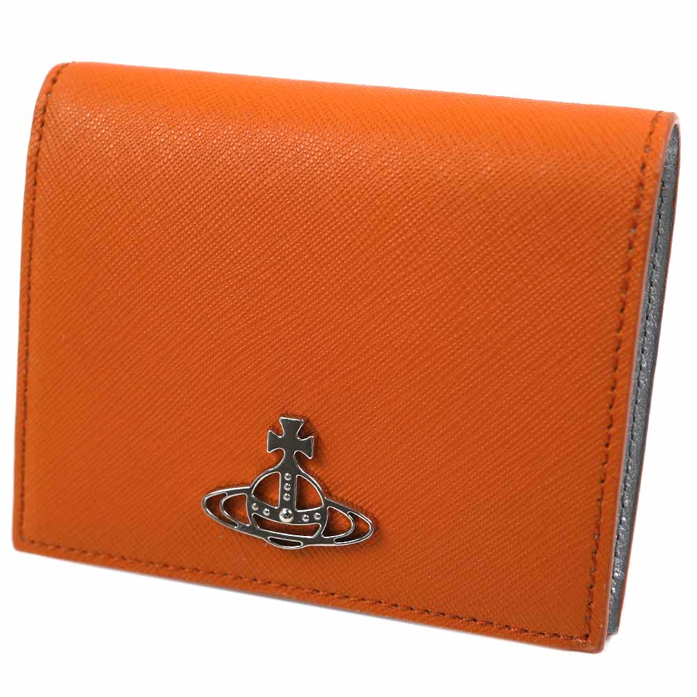 ヴィヴィアンウエストウッド 金入れ Vivienne Westwood レディース 二つ折り金入れ SAFFIANO ORANGE オレンジ色 51010024-L001N-F401 51010024 L001N F401