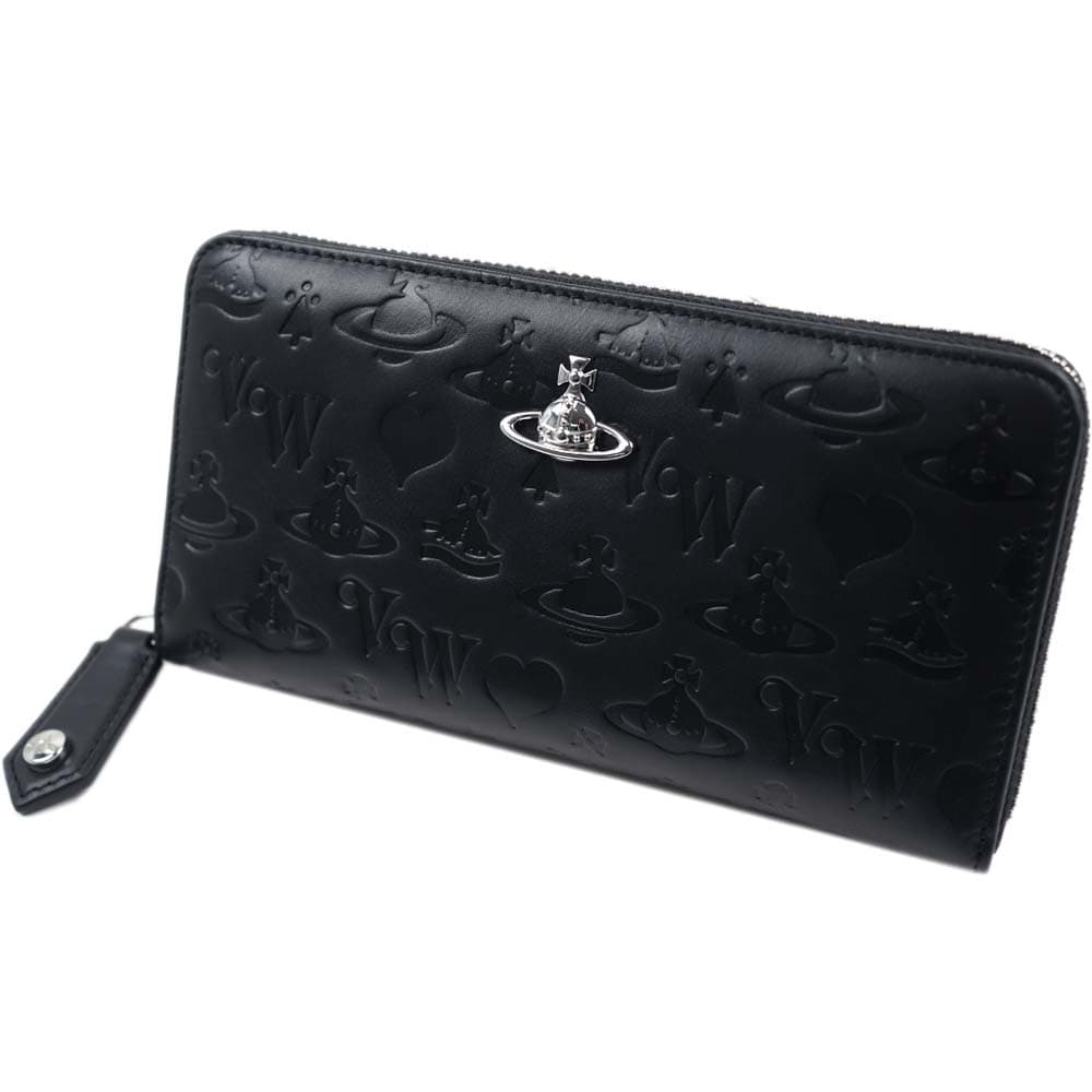 ヴィヴィアンウエストウッド 紙入れ 長紙入れ ラウンドジッパー なめし革 黒いこと BLACK Vivienne Westwood 51050023-41213-N202