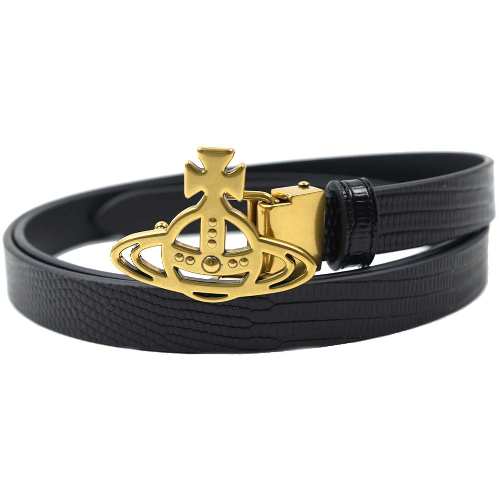 Vivienne Westwood Mini Alex Orb オーブ ベルト 幅1.5㎝ Mini Alex Charm Belt in BLACK | Vivienne Westwood®