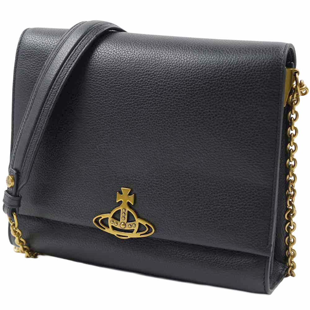 ヴィヴィアンウエストウッド バッグ ショルダーバッグ クロスボディ レディース ブラック Vivienne Westwood LUCY MEDIUM CROSSBODY BLACK/GOLD 43040038-42070-N402|アクセサリーギフトのTYS