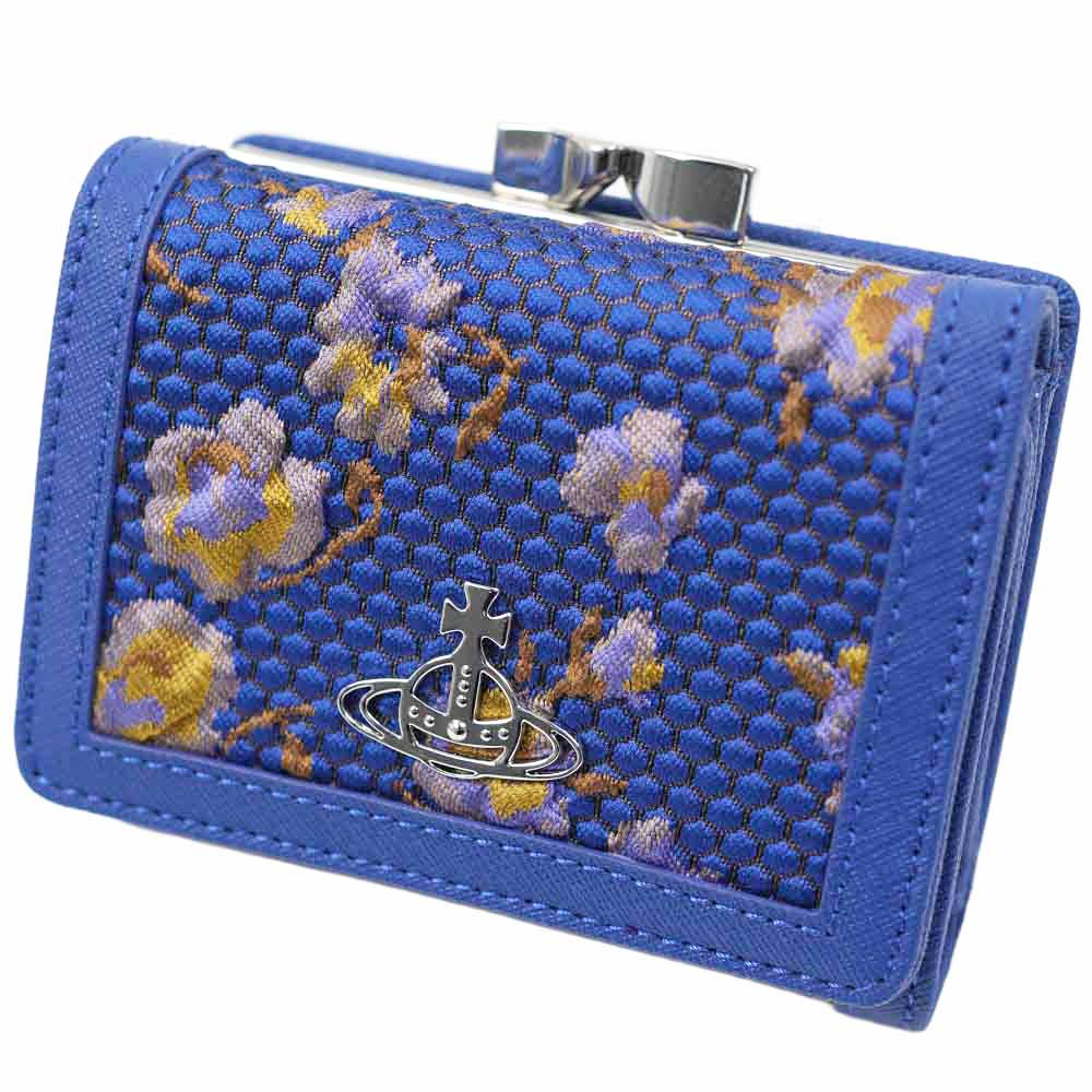 ヴィヴィアンウエストウッド 三つ折り財布 がま口財布 ブルー Vivienne Westwood 51010018-W00G9-K401