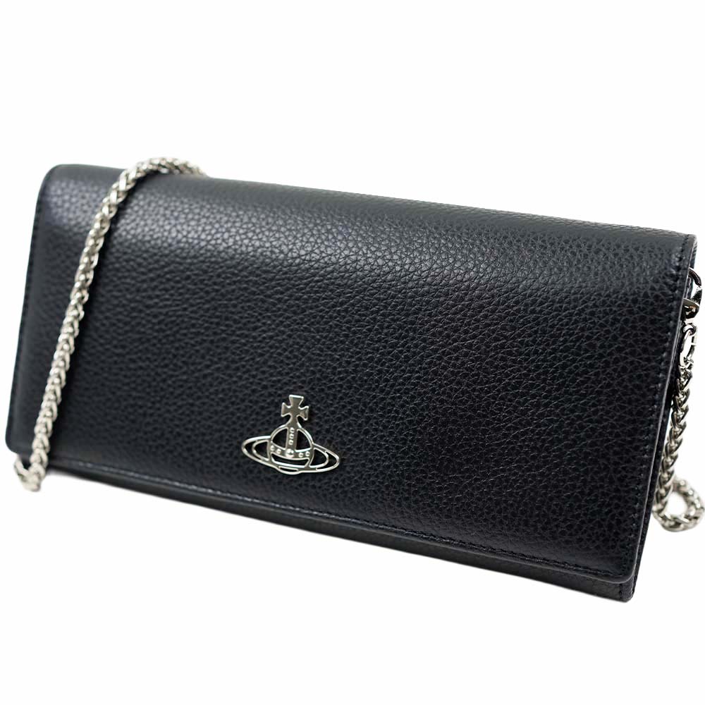 ヴィヴィアンウエストウッド ウォレットバッグ お財布ポシェット 長財布 本革 レディース ブラック Vivienne Westwood 51030009-L001J-N401｜アクセサリーギフトのTYS