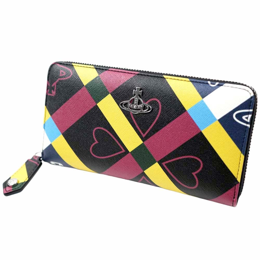 ヴィヴィアンウエストウッド 長紙入れ ラウンドジッパー レディース オーブ ハート形 読み合わせる Vivienne Westwood ORB AND HEART CHECK 51050023-S000C-O313