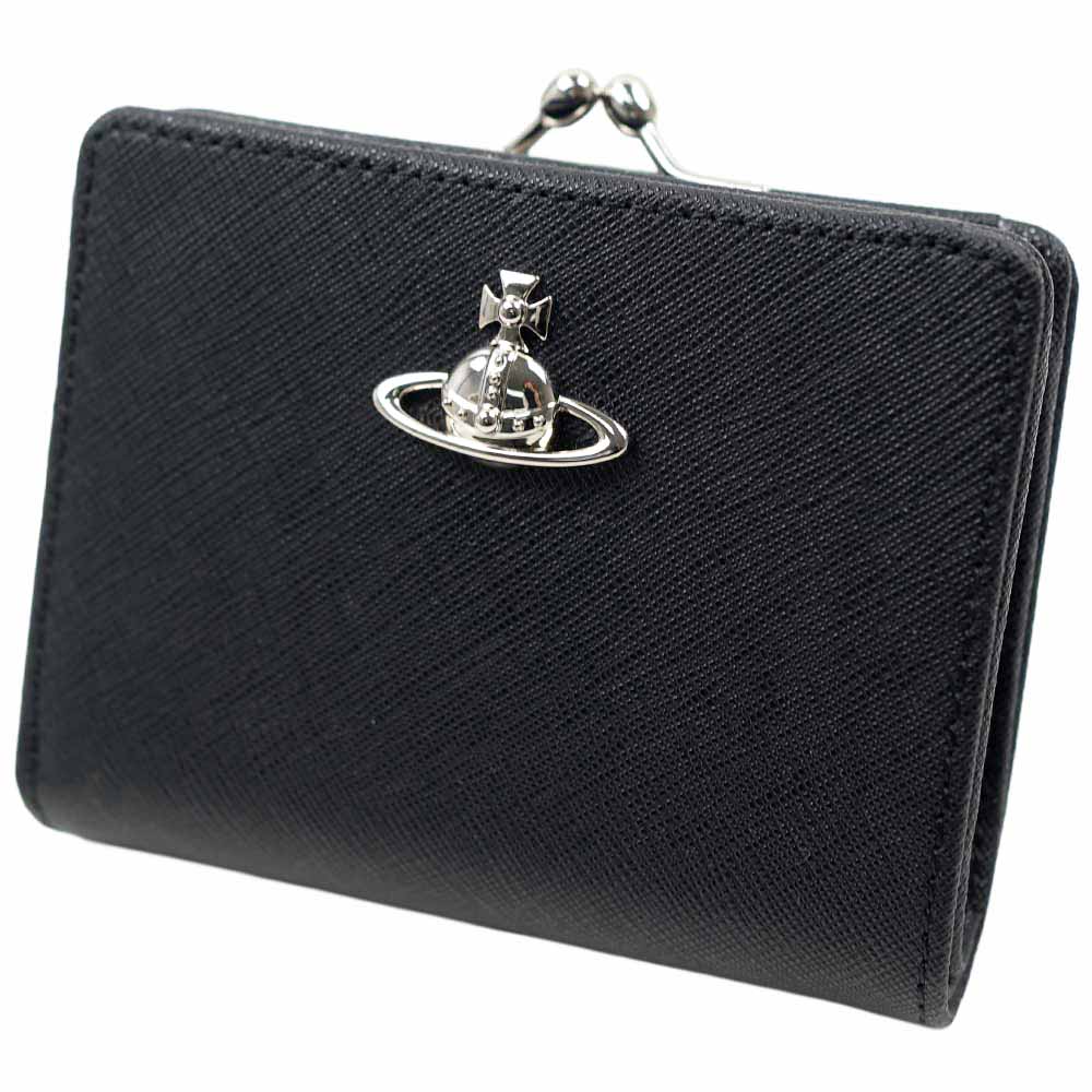 ヴィヴィアン ウエストウッド 二つ折り財布 がま口 レディース ブラック Vivienne Westwood WALLET COIN POCKET BLACK 51010038-42078-N401 51010038 42078 N401|アクセサリーギフトのTYS