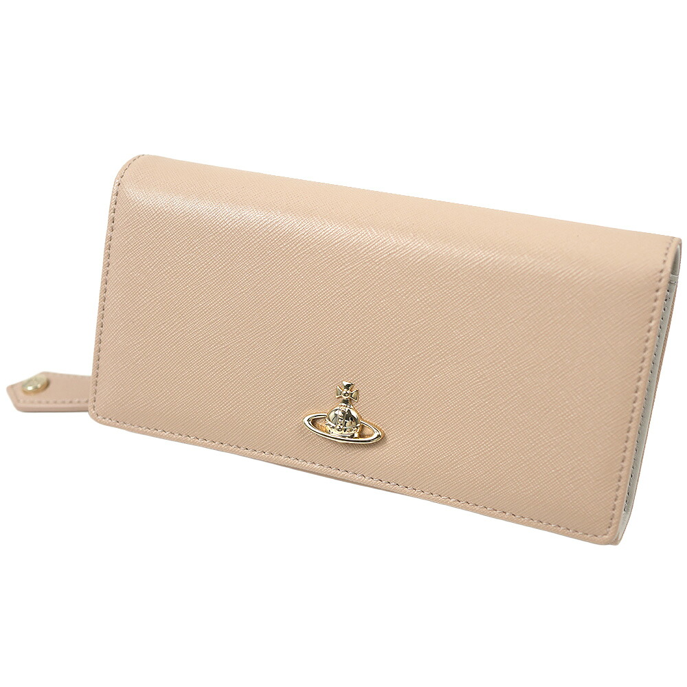 ヴィヴィアンウエストウッド 長財布 フラップ サフィアーノ レザー ベージュ ゴールド オーブ レディース Vivienne Westwood VICTORIA CLASSIC LONG WALLET 51060025-42106-C402｜アクセサリーギフトのTYS