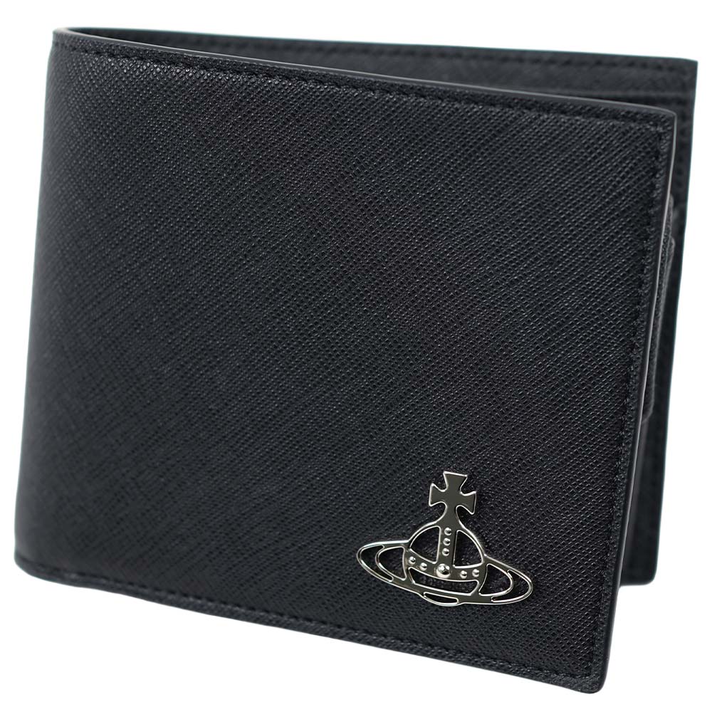 ヴィヴィアンウエストウッド 二つ折り紙入れ 黒いこと メンズ Vivienne Westwood MAN WALLET WITH COIN 5115002QM S000B N401