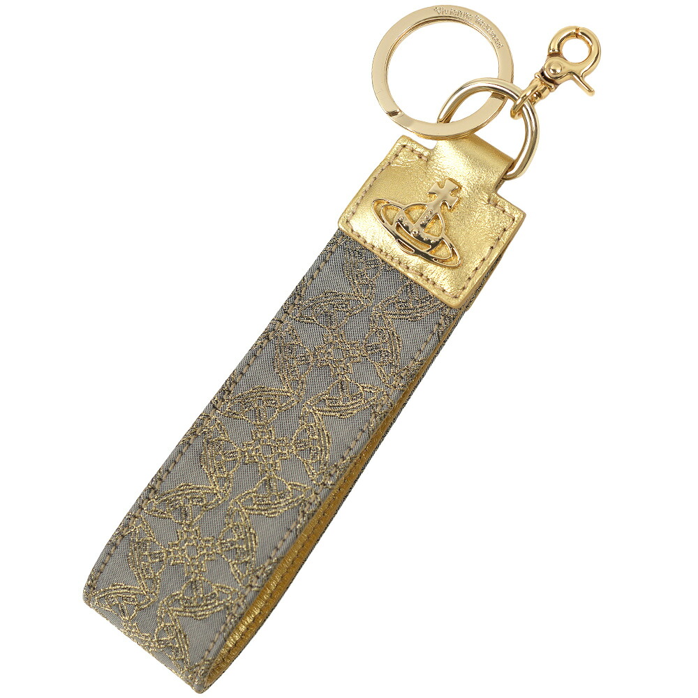 ヴィヴィアンウエストウッド キーリング キーホルダー バッグチャーム ジャカード オーブ ゴールド グレー Vivienne Westwood KEYRING RE-JACQUARD ORBORAMA LUREX GOLD GREY 82030101-W00I2-R401|アクセサリーギフトのTYS