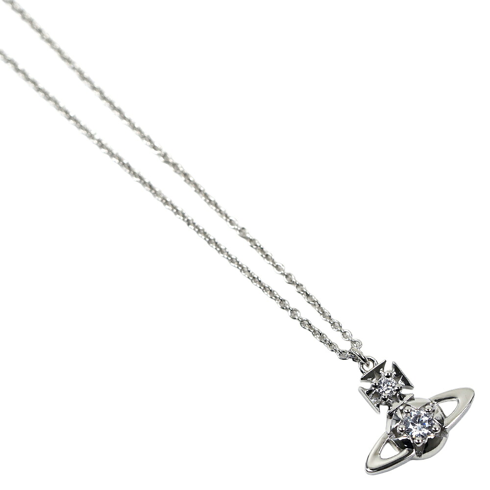 ヴィヴィアンウエストウッド ネックレス ペンダント レディース オーブ 真鍮 シルバー カラー ホワイト Vivienne Westwood LEE ORB PENDANT PLATINUM WHITE CZ 630203GS-02P102|アクセサリーギフトのTYS