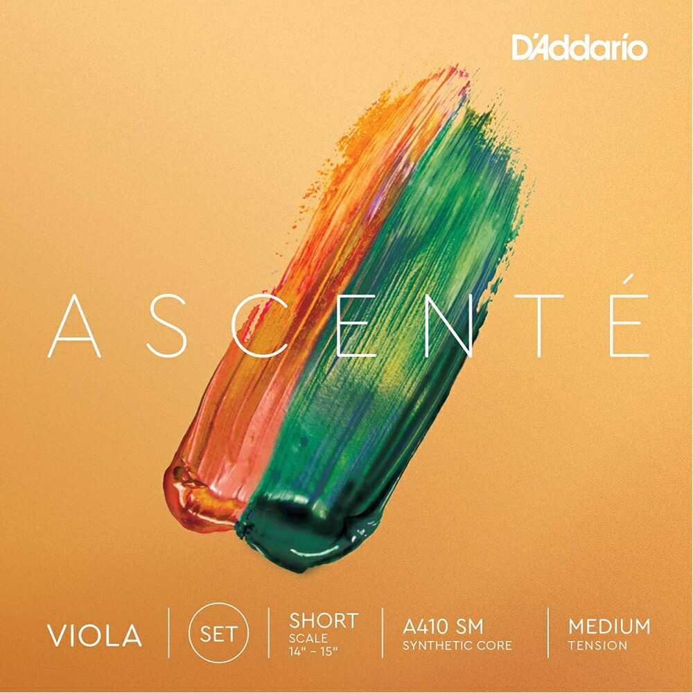 【メール便・送料無料】【D'Addario （ダダリオ）】【ヴィオラ弦】ダダリオ ビオラ弦 Ascente セット Short Scale A410 SM Medium Tension