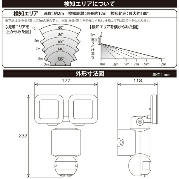 貨物輸送無料 Ledセンサランプ 2電燈 30lm 昼光色 差込み式典 Ip44 防御することじん防まつ姿形 Ohm 06 4243 Ls 305a19 K 安全保障 防犯ライト Geo2 Co Uk