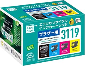 エコリカ LC3119 対応 ECI-BR3119　BK/C/M/Y リサイクルインク　4色セット ECI-BR3119-4P