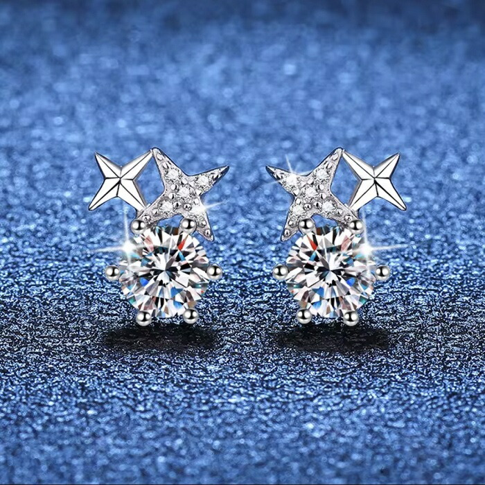4H限定 P10倍【クーポン利用で37％off】24日20：00～ SALE ピアス 0.5CT相当 計1CT相当 星 スター プラチナ 金属アレルギー プレゼント レディース 送料無料