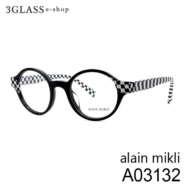 alain mikli アランミクリ A03132 3カラー 001(ブラック/チェック) 003(クリア/ブルー柄) 004(パールレッド/パールブラック) 47mm メンズ メガネ サングラス 眼鏡 alainmikli a03132【店頭受取対応商品】