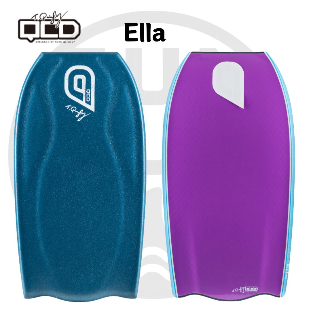 2026QCDボディボード Ella ライディングにコントロール性が欲しい方におすすめ！少し広めにアウトラインを設計し、日本の小さい波やパワーのない波あらゆるコンディションでコントロール最高のスピード性を発揮、癖なく乗れるアウトラインに｜ボディボード専門店サンタートル