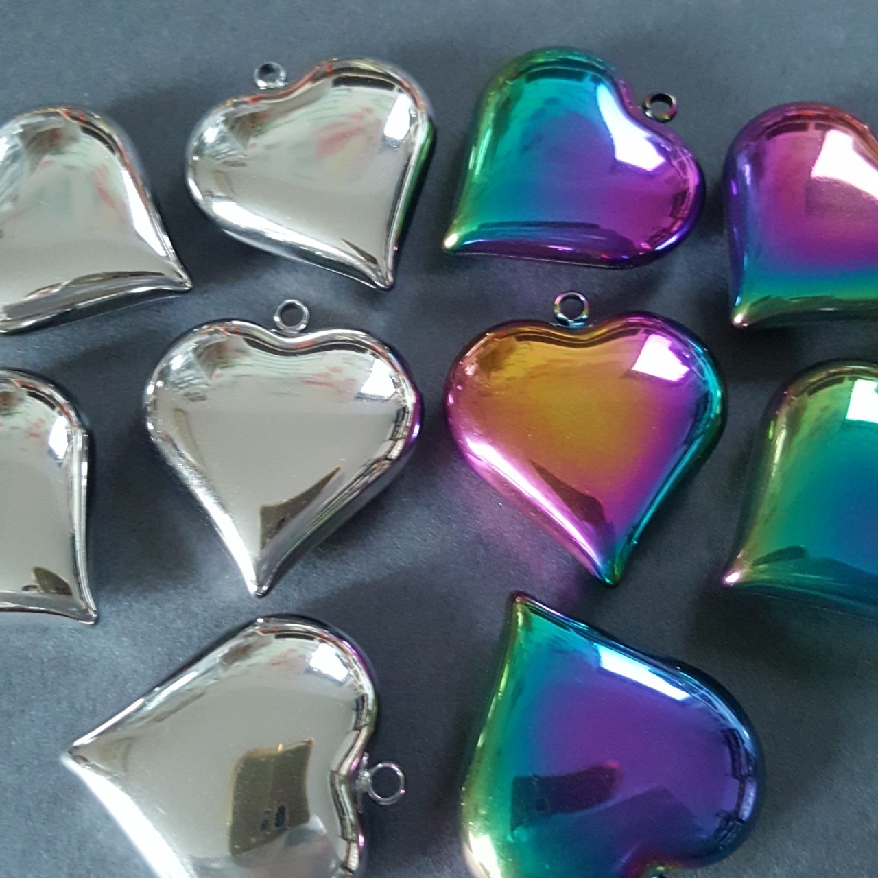 楽天市場】29mm×28mm 1個入 メタルチャーム レインボーハート シルバー