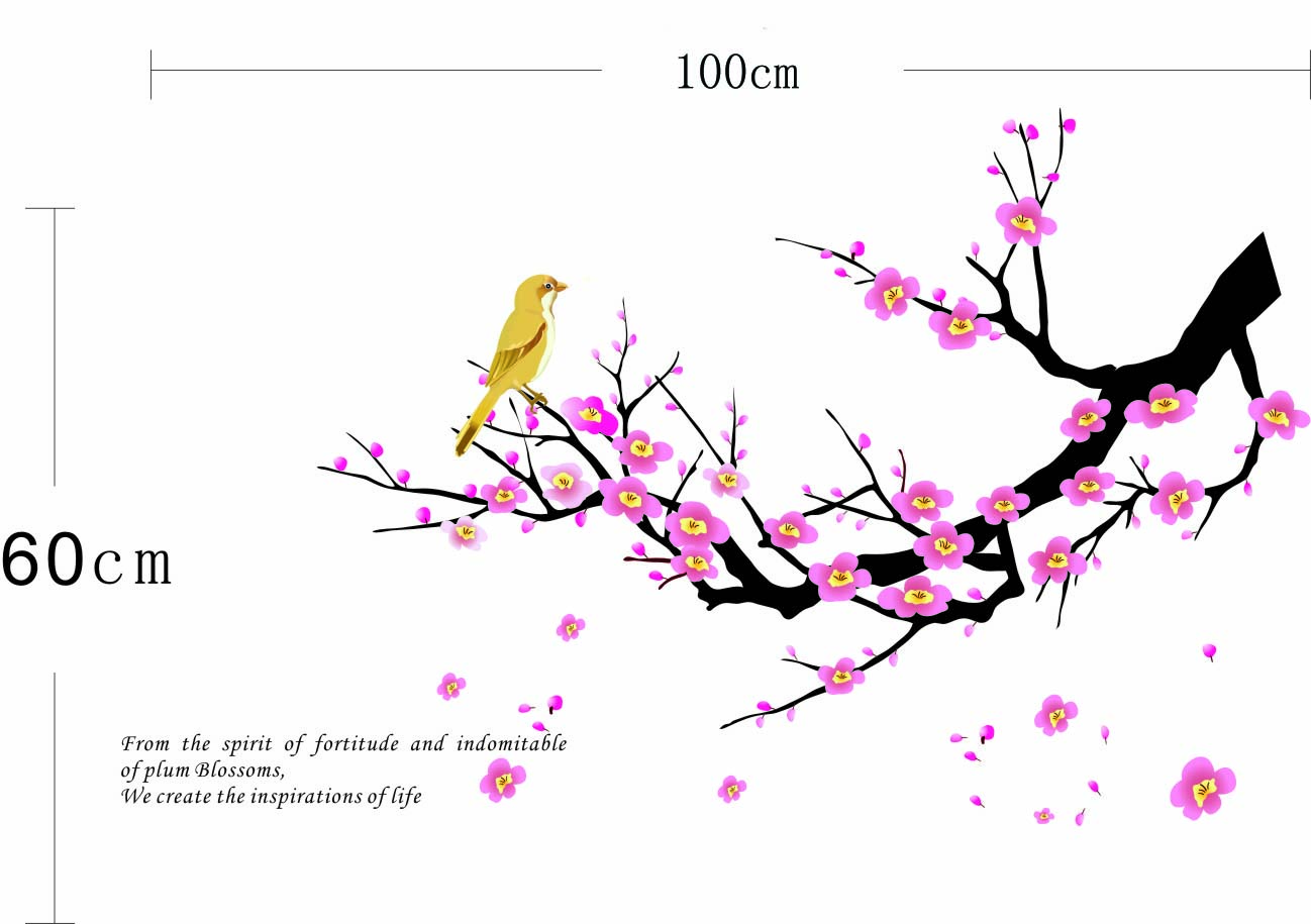 楽天市場 300円クーポンあり ウォールステッカー 梅にうぐいす 45 60cm 壁紙 シール 賃貸ok はがせる 剥がせる Diy 模様替え インテリア 梅にウグイス 梅に鶯 梅 鶯 ウグイス うぐいす プラム 不屈の精神 木 ツリー 鳥 バード 送料無料 本革バッグとビジネス