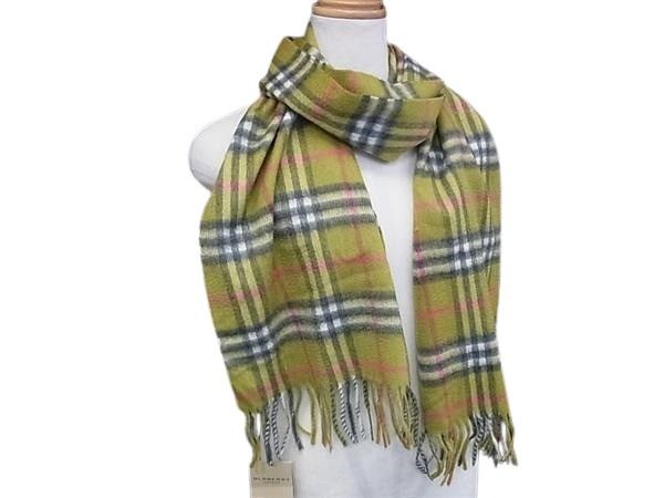 BURBERRY バーバリー マフラー ノバチェック ライトグリーン マルチカラー カシミヤ100％ ユニセックス 新品未使用展示品【本物保証】【中古】 25,182円
