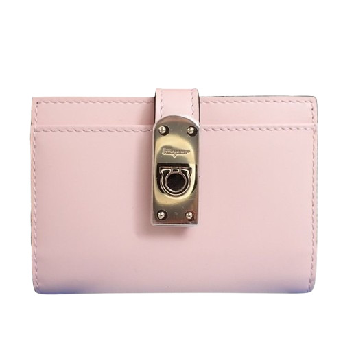 Salvatore Ferragamo フェラガモ カードケース ガンチーニ 220552 ピンク系 レザー レディース ゴールド金具 美品【本物保証】【中古】|3R boutique