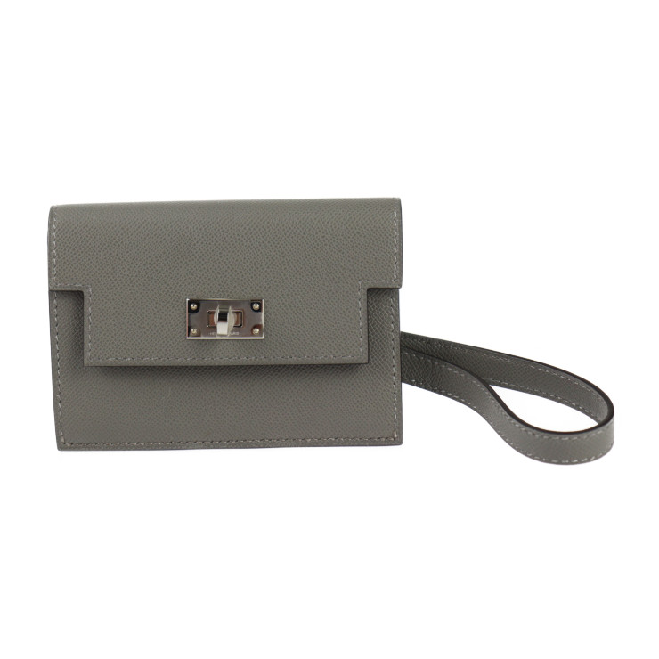 新品未使用展示品 HERMES エルメス ケリー ポケット スリム コインケース - ヴォーマダム グリメイヤー シルバー金具 リストレット 小銭入れ カードケース 名刺入れ W刻印 グレー系【本物保証】【中古】