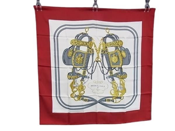 HERMES エルメス 大判スカーフ カレ90 マルチカラー系 シルク100％ レディース BRIDES de GALA 式典用馬勒 超美品【本物保証】【中古】
