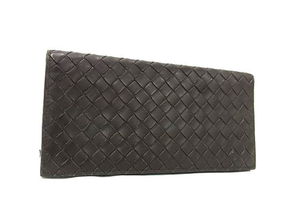 BOTTEGA VENETA ボッテガヴェネタ 財布 イントレチャート 120697 ブラウン レザー メンズ ニつ折り長財布【本物保証】【中古】|3R boutique