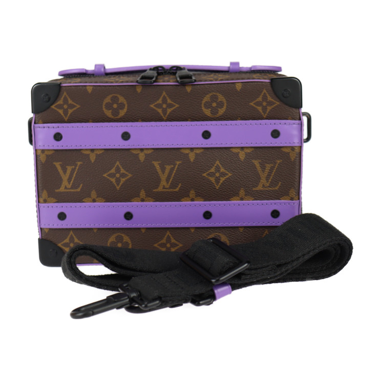 超美品 LOUIS VUITTON ルイ ヴィトン ハンドルソフトトランク モノグラムマカサー ハンドバッグ M46264 PVC レザー ブラウン パープル ブラック金具 2WAY ショルダーバッグ セカンドバッグ ビトン【本物保証】【中古】
