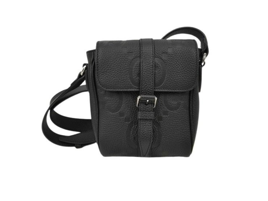 GUCCI グッチ ショルダーバッグ スモール メッセンジャーバッグ 760235 ブラック系 ジャンボGG ユニセックス シルバー金具 美品【本物保証】【中古】