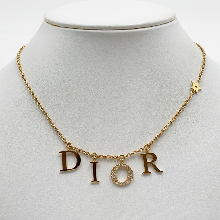 Christian Dior クリスチャン ディオール ネックレス Dio(r)evolution ゴールド メタル レディース ラインストーン ロゴ 美品【本物保証】【中古】|3R boutique