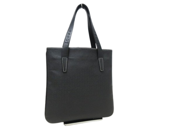 ① LOEWE ロエベ ハンドバッグ 丸型 アナグラム カーフレザー ブラック LOEWE 美品 ロエベ 丸型 アナグラム レザー ブラック 2WAY