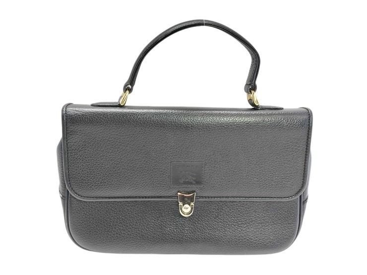 BURBERRY バーバリー ハンドバッグ ブラック レザー レディース ゴールド金具【本物保証】【中古】｜3R boutique
