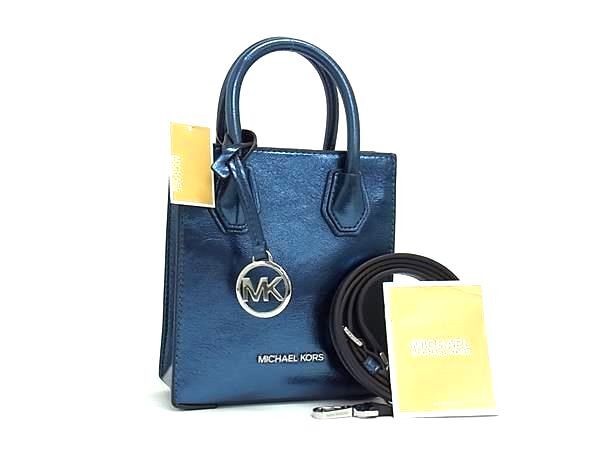 MICHAEL KORS マイケルコース ハンドバッグ MERCER マーサー XS NS SHOPPER XBODY 35H3SM9COM ブルー系 レザー レディース 2WAY クロスボディ ショルダー 新品未使用展示品【本物保証】【中古】