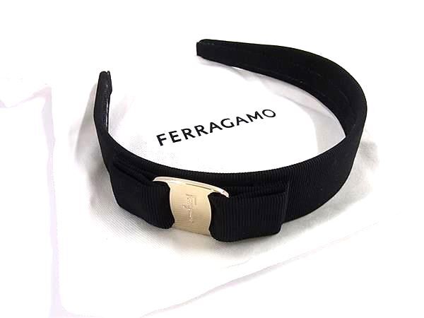 FERRAGAMO フェラガモ ヘアバンド ヴァラ リボン カチューシャ 344311 572738 ブラック コットン レーヨン レディース ゴールド金具 美品【本物保証】【中古】｜3R boutique 8,577円