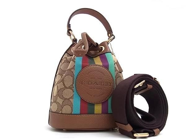 COACH コーチ ハンドバッグ シグネチャー C5639 ブラウン系 マルチカラー キャンバス×レザー レディース 2WAY クロスボディ ショルダー 新品未使用展示品【本物保証】【中古】
