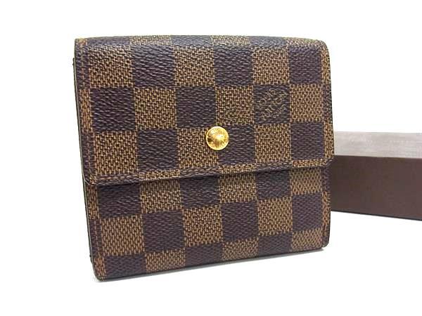 LOUIS VUITTON ルイヴィトン 財布 ポルトモネビエ カルトクレディ N61652 ブラウン ダミエ レディース Wホック 三つ折り財布【本物保証】【中古】