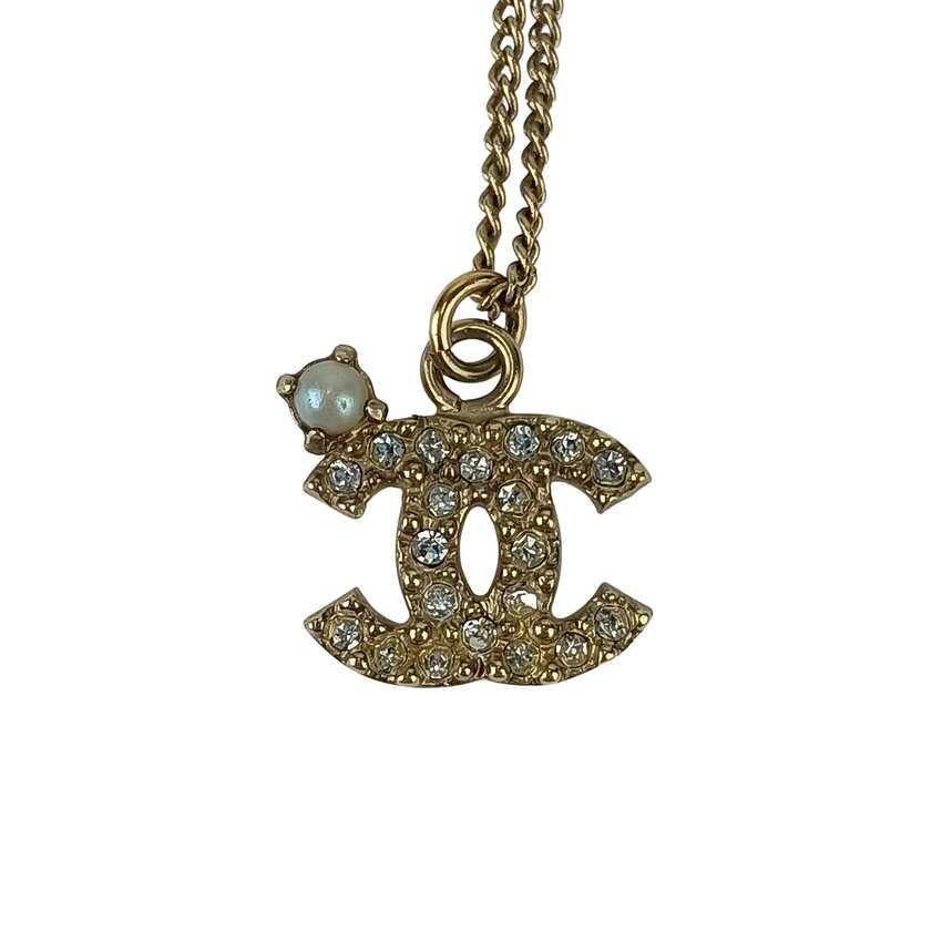 CHANEL シャネル ネックレス ココマーク ネックレス ゴールド メタル ラインストーン フェイクパール レディース【本物保証】【中古】