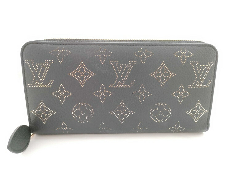 美品 LOUIS VUITTON ルイ ヴィトン 長財布 モノグラム・マヒナ ジッピーウォレット M82645 ブラック ゴールド レザー レディース ラウンドファスナー【本物保証】【中古】