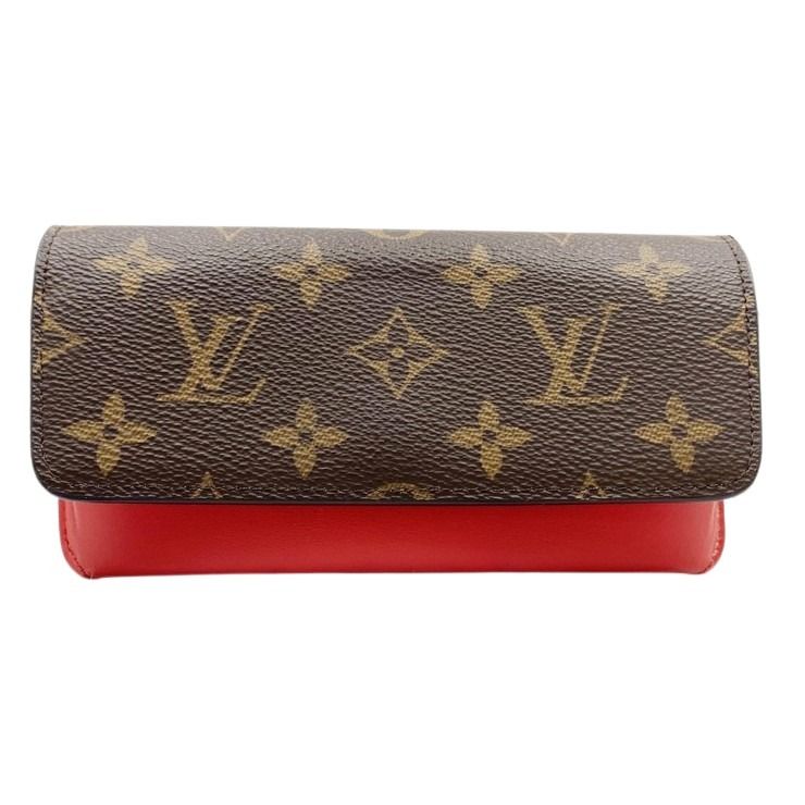 LOUIS VUITTON ルイヴィトン 眼鏡ケース エテュイ･リュネット ウディ GI0372 ブラウン レッド モノグラム レディース【本物保証】【中古】