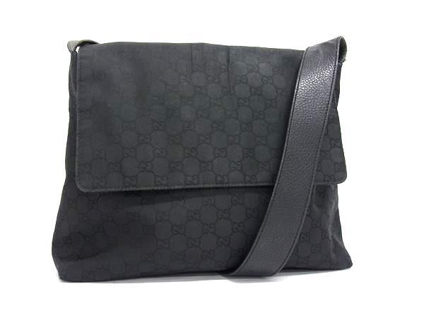 レア✨グッチ メッセンジャーバッグ シマ レザー ブラック GG柄　A4PC可 関税負担なし☆GUCCI グッチ スモール メッセンジャーバッグ