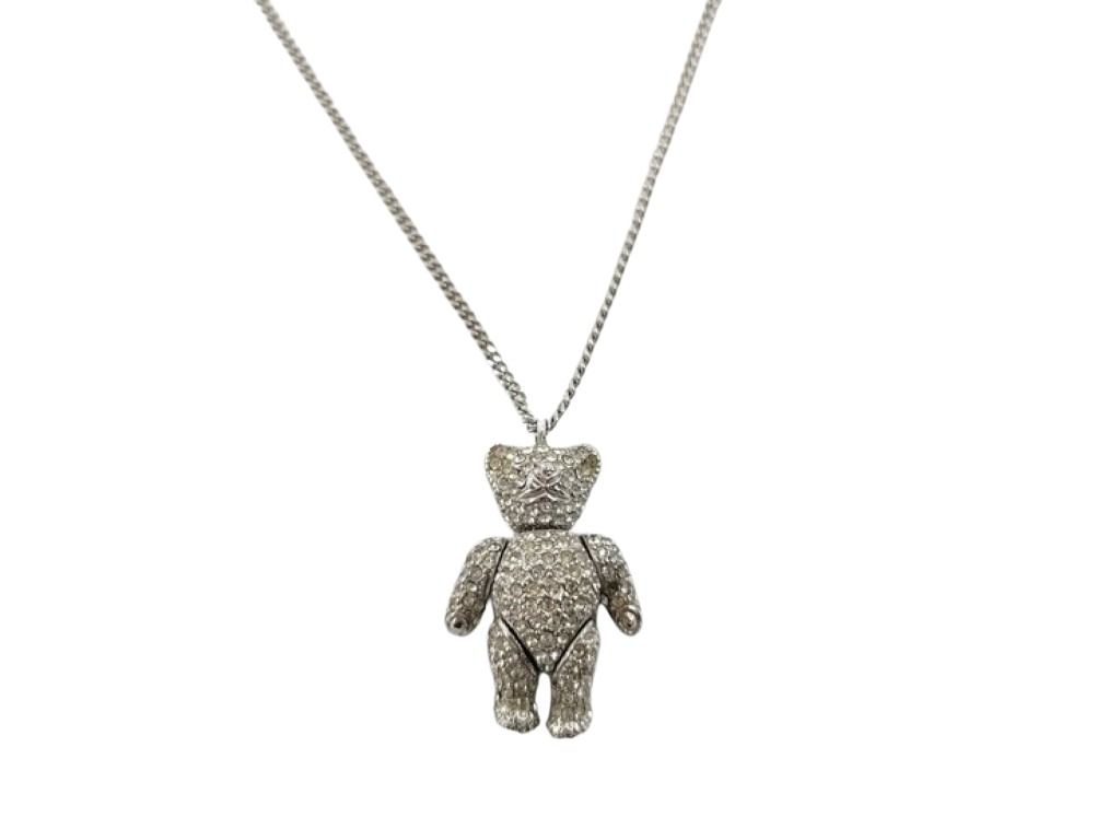 Dior ディオール ネックレス ベアーモチーフ シルバー系 メタル ラインストーン レディース 美品【本物保証】【中古】｜3R boutique