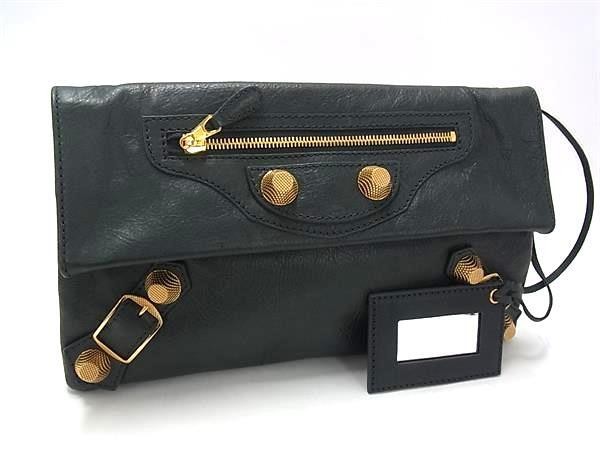 BALENCIAGA バレンシアガ クラッチバッグ ジャイアント エンベロープ 186182 グレー系 レザー ユニセックス セカンドバッグ ゴールド金具 美品【本物保証】【中古】|3R boutique