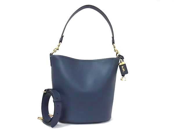 COACH コーチ トートバッグ ダコタ バケットバッグ CH726 ネイビー レザー レディース 2WAY 超美品【本物保証】【中古】