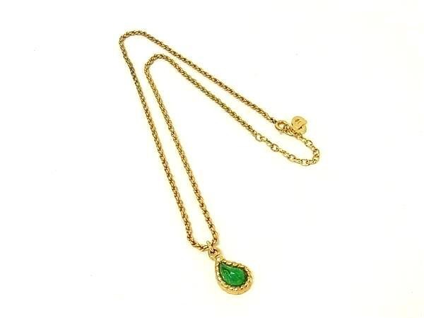 ChristianDior ディオール ネックレス ゴールド系&times;グリーン系 メタル レディース カラーストーン 美品【本物保証】【中古】｜3R boutique